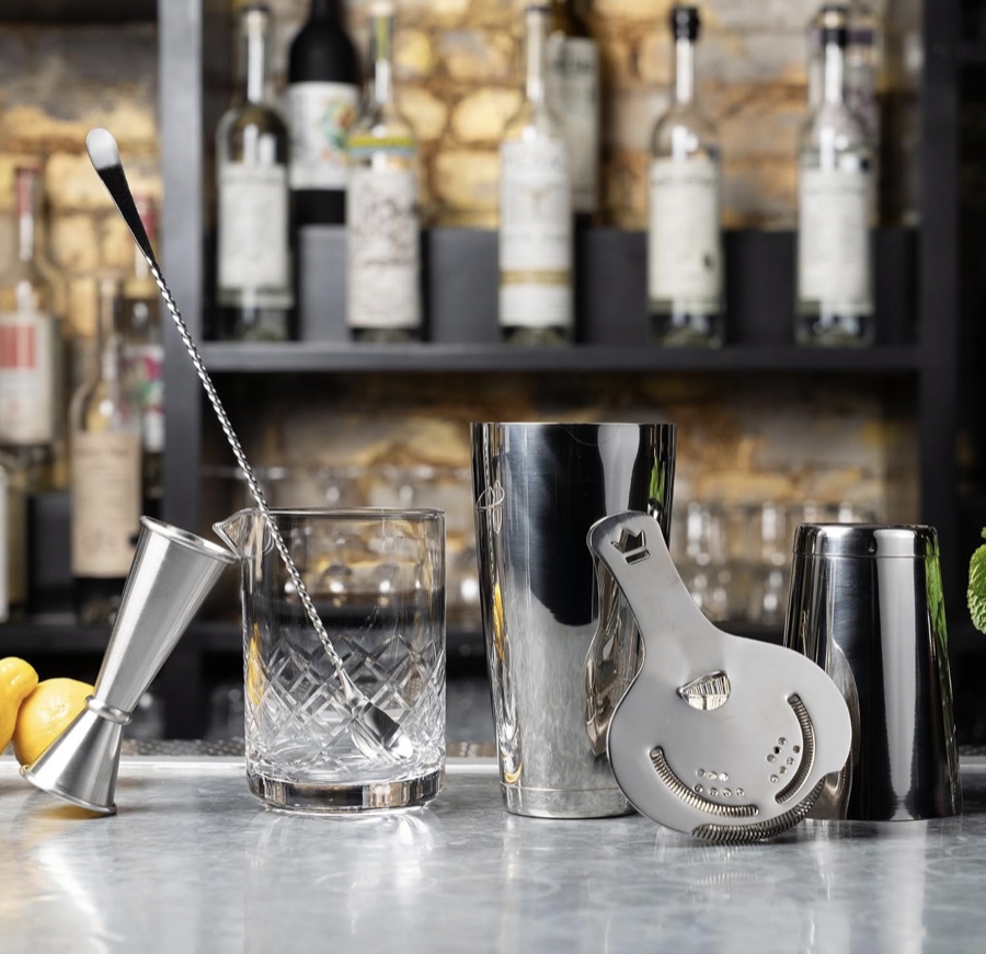 Cocktail Kingdom seamless mixing glass and barspoon