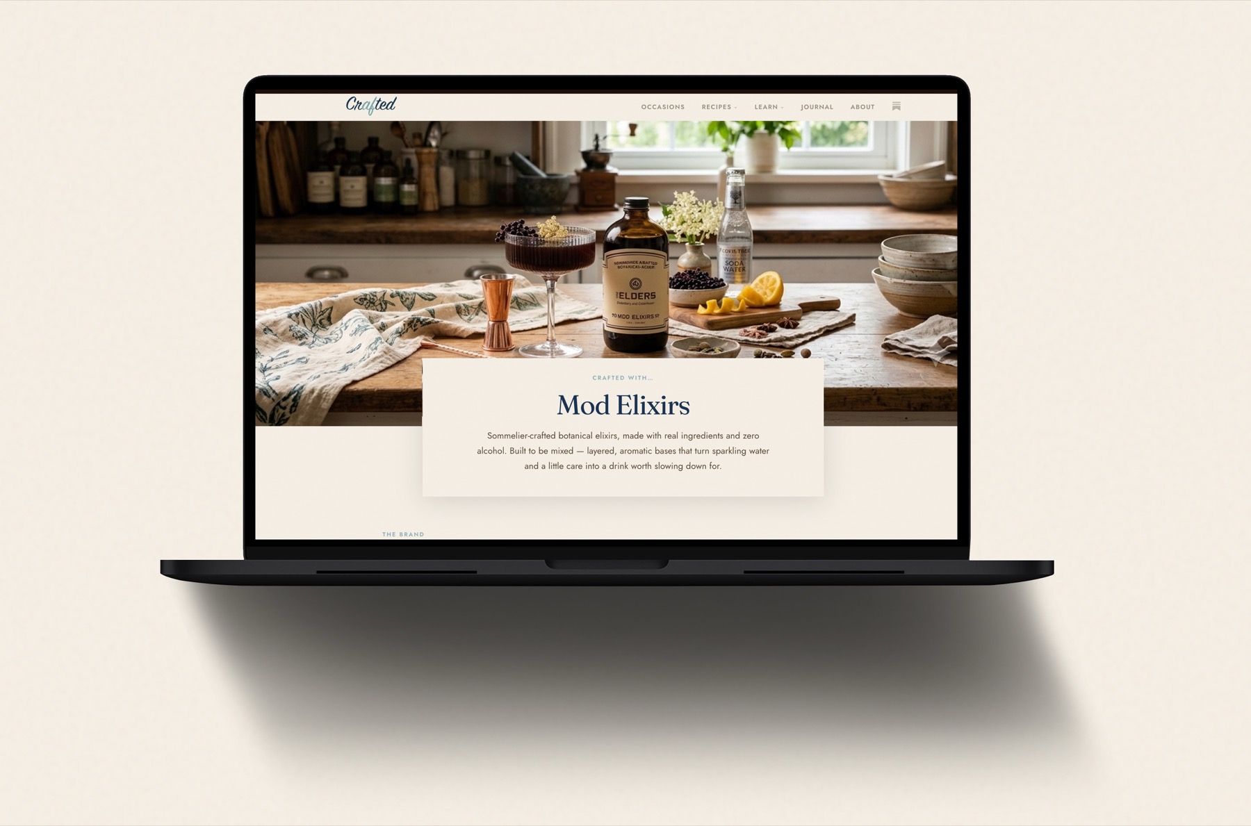 A Cr(af)ted brand feature and recipes shown on a laptop